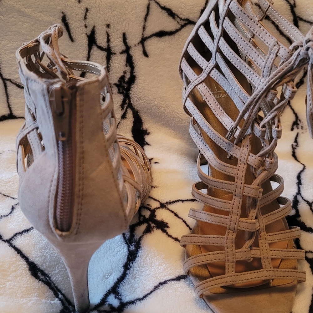 Material Girl Beige Strappy Heels